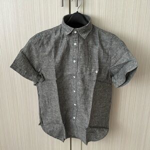 Rag & Bone black linen “Gus” Short Sleeve men’s button down shirt